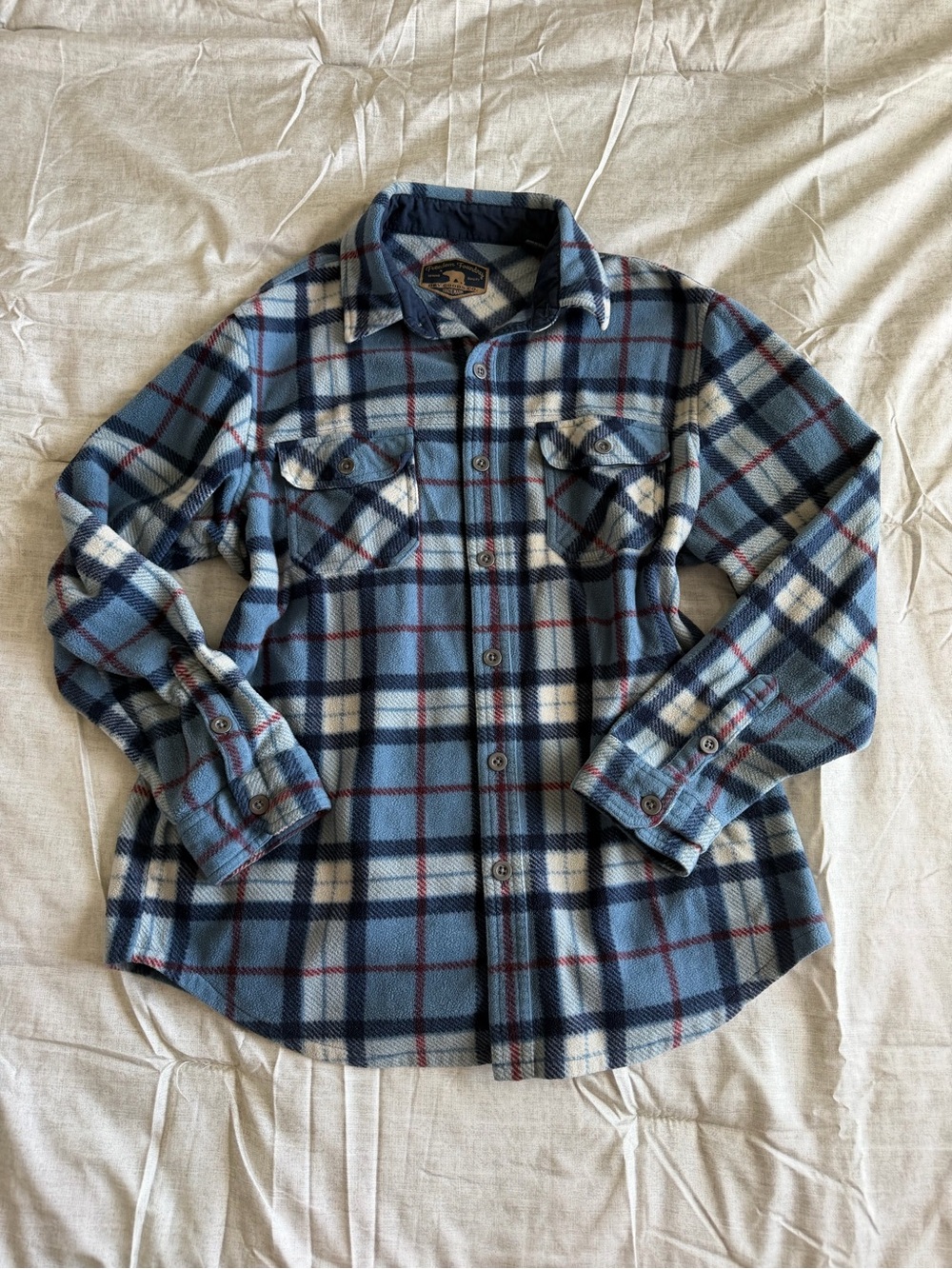 Freedom Foundry Blue Plaid Fleece Flannel Shacket (L)